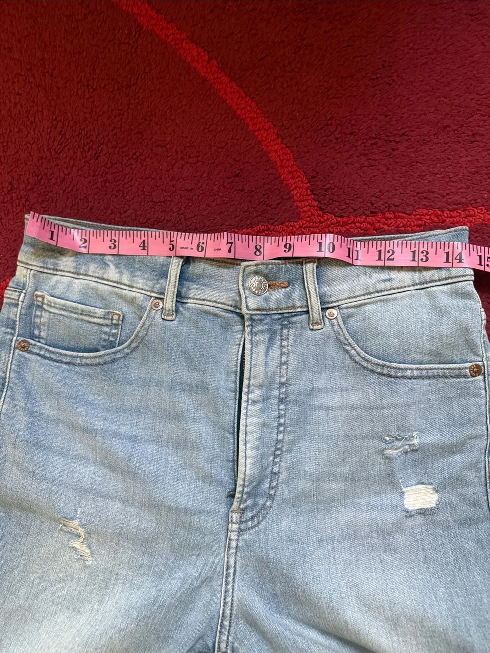 Express Light Blue Ripped Cropped Jeans - Picture 9 of 10
